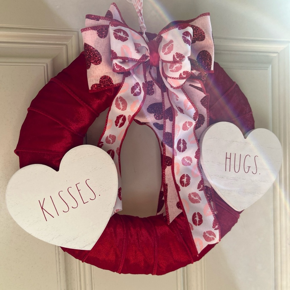 Valentine's Day Red Wreath with Heart Accents